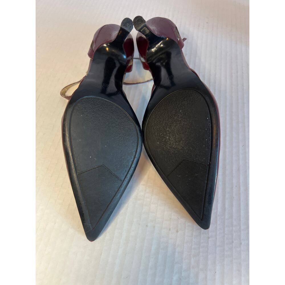 Nine West Vintage Y2K Folowe d'Orsay Burgundy Ankle Strap Heels size 8 - Picture 12 of 14